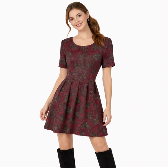 LuLaRoe Dresses & Skirts - LuLaRoe Dress Women's Large Burgundy Red Floral Zip Back